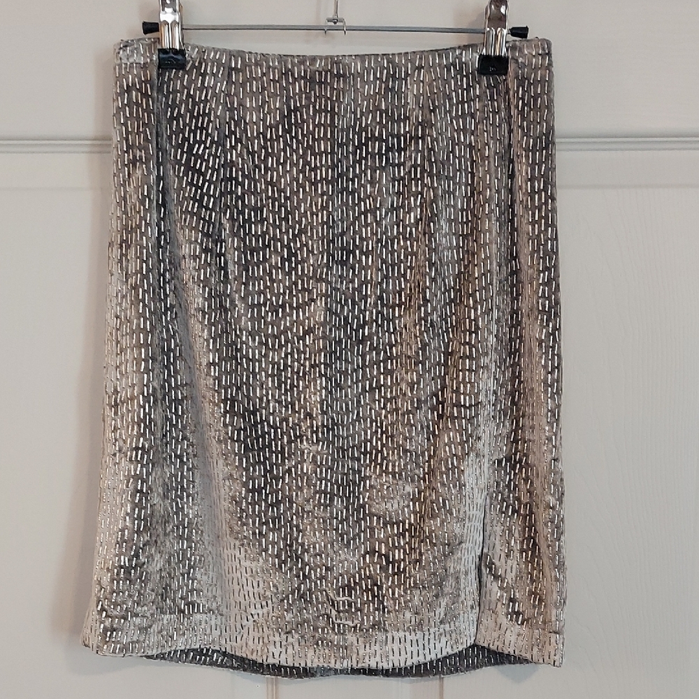 Beaded Silver Velvet Mini Skirt Sz. S Festival